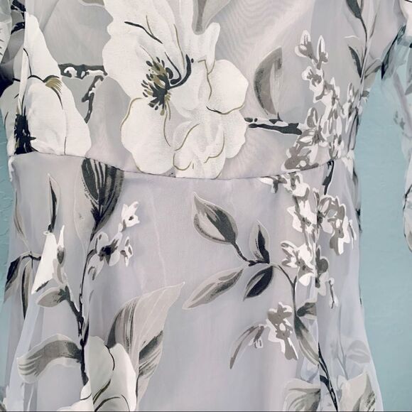 Gray Floral Organza A-Line Dress Size XL - Picture 5 of 11